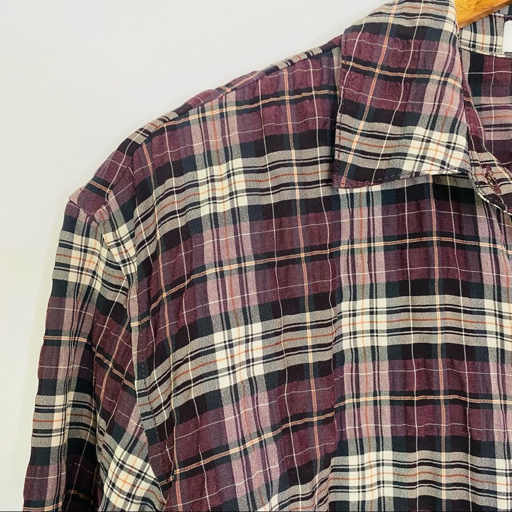 ELIZABETH & JAMES Carine Plaid Shirt Black Cherry - Picture 6 of 10